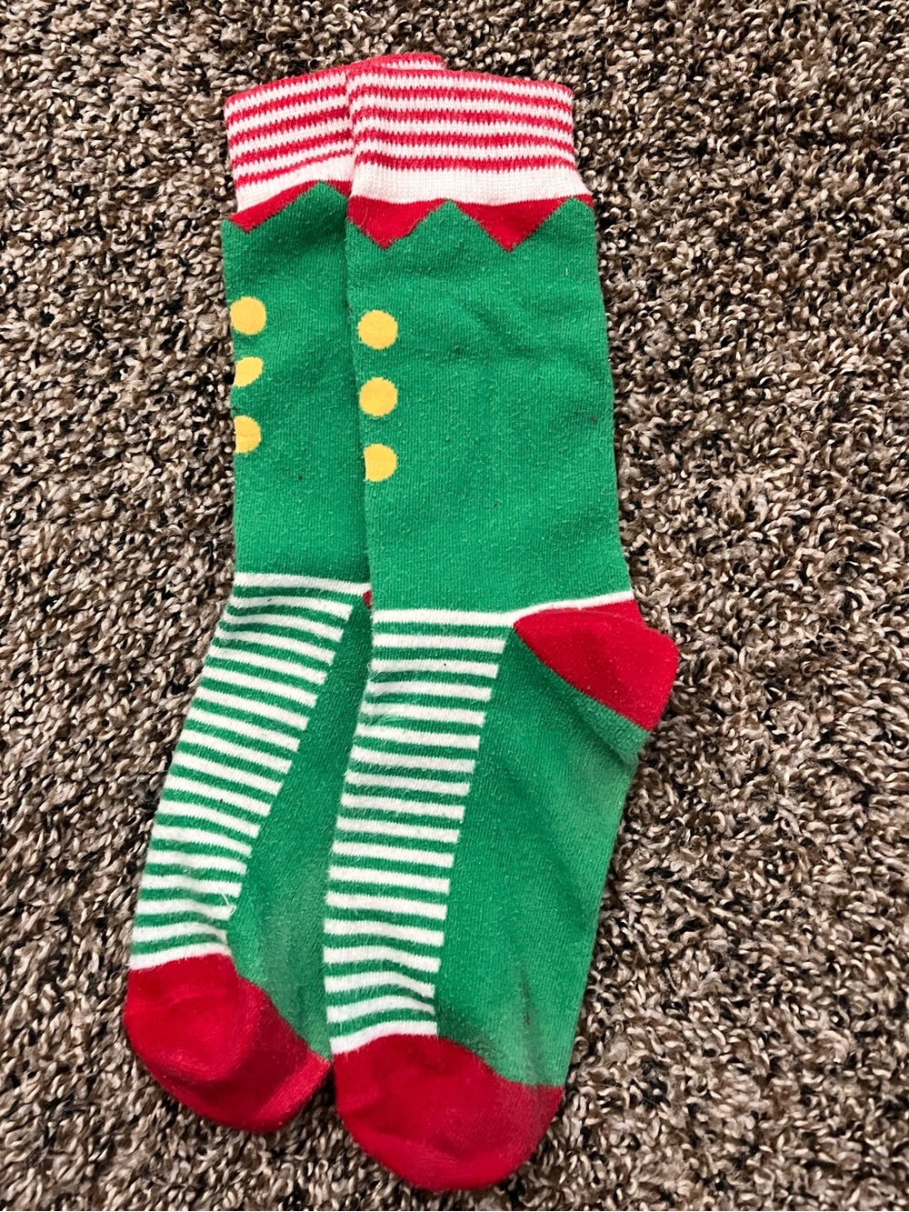 Christmas Elf Knee-High Socks – Red, Green & White
